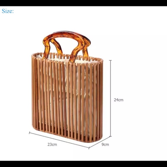 Natural Bamboo Clutch Bag Straw Woven Handbag - Picture 8 of 13
